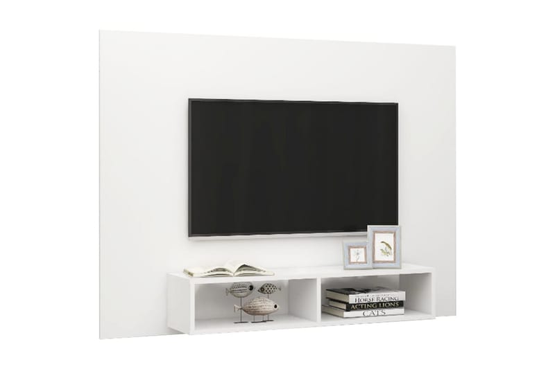 Väggmonterat tv-skåp vit 135x23,5x90 cm spånskiva - Vit - Möbler - TV- & Mediamöbler - TV-skåp