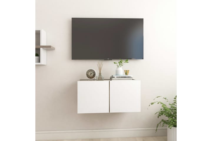 Väggmonterat TV-skåp vit och sonoma-ek 60x30x30 cm - Vit - Möbler - TV- & Mediamöbler - TV-skåp