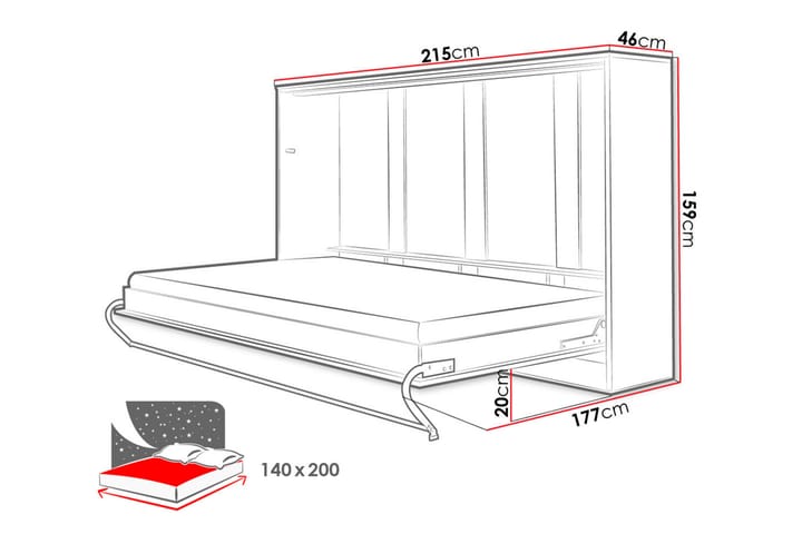 Sängskåp Storli 215x127x107 cm - Vit - Möbler - Säng - Gästsäng & extrasäng - Sängskåp