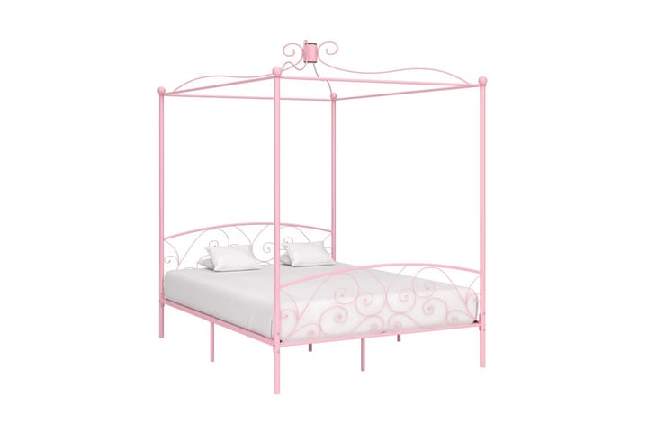 Himmelsäng rosa metall 160x200 cm - Rosa - Möbler - Sängar - Himmelsäng