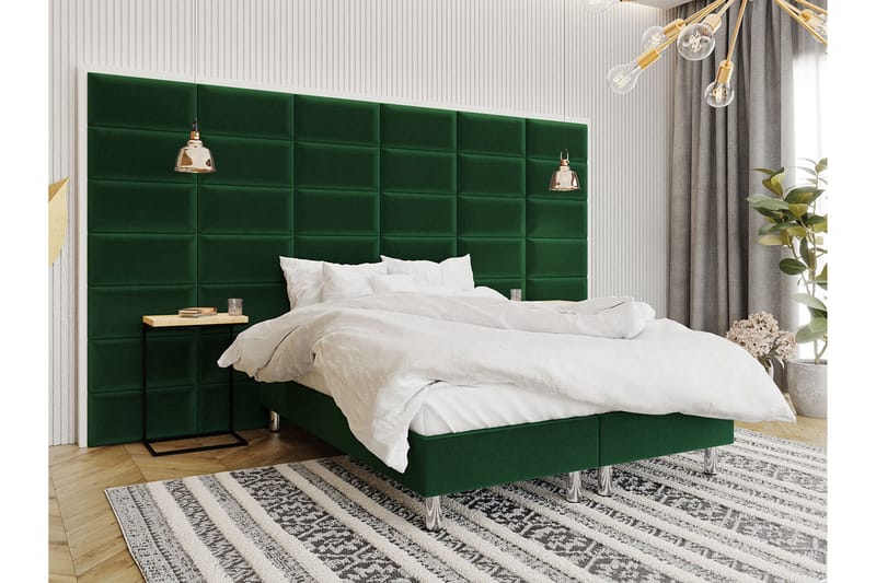 Kontinentalsäng Forenza 140x200 cm+Panel 60 cm - Grön - Möbler - Säng - Komplett sängpaket