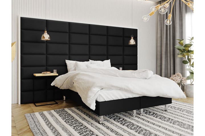 Kontinentalsäng Forenza 140x200 cm+Panel 60 cm - Svart - Möbler - Säng - Komplett sängpaket
