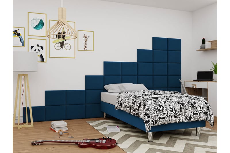 Kontinentalsäng Forenza 90x200 cm+Panel 40 cm - Blå - Möbler - Säng - Komplett sängpaket