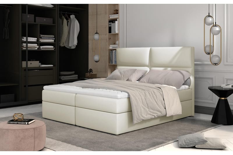 Sängpaket Epenede 160x200 cm - Läder/Beige - Möbler - Säng - Komplett sängpaket