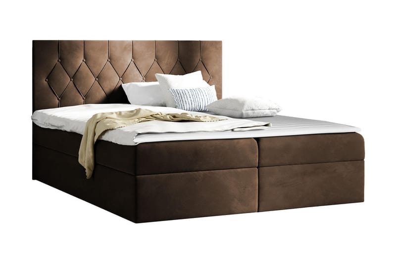 Sängpaket Kontinentalsäng Kanwar 120x200 cm med Förvaring - Brun - Möbler - Säng - Säng med förvaring