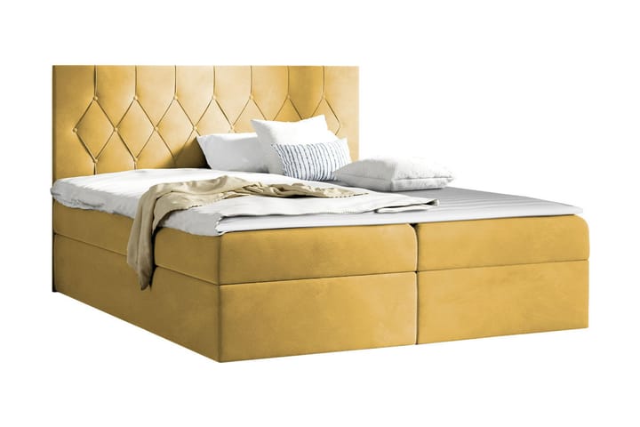Sängpaket Kontinentalsäng Kanwar 120x200 cm med Förvaring - Gul - Möbler - Säng - Komplett sängpaket