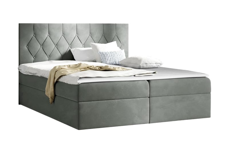 Sängpaket Kontinentalsäng Kanwar 140x200 cm med Förvaring - Grå - Möbler - Säng - Säng med förvaring