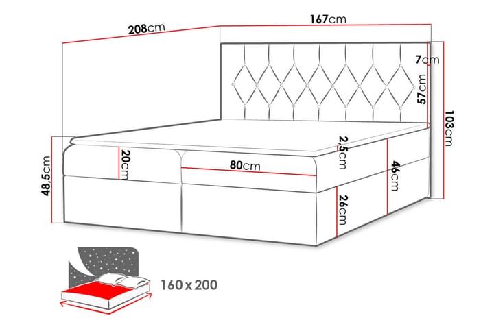 Sängpaket Kontinentalsäng Kanwar 160x200 cm med Förvaring - Blå - Möbler - Säng - Komplett sängpaket