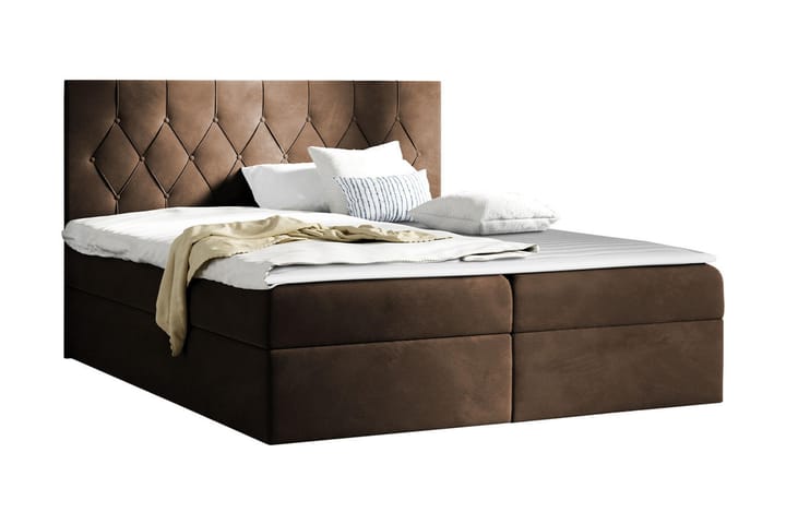 Sängpaket Kontinentalsäng Kanwar 160x200 cm med Förvaring - Brun - Möbler - Säng - Säng med förvaring