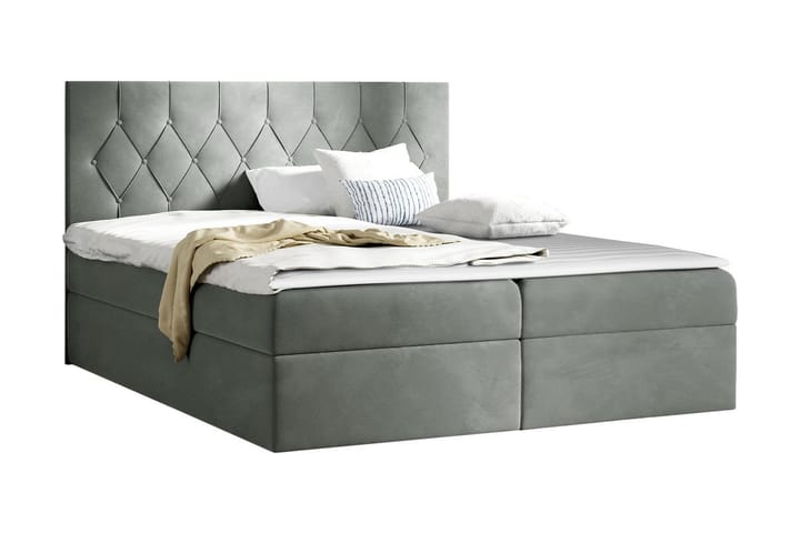 Sängpaket Kontinentalsäng Kanwar 180x200 cm med Förvaring - Grå - Möbler - Säng - Kontinentalsäng