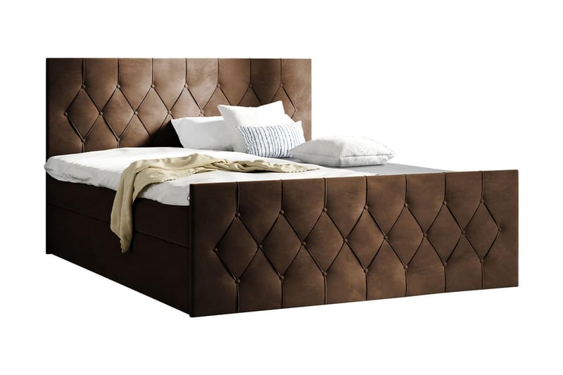 Sängpaket Kontinentalsäng Kanwer 140x200 cm med Förvaring - Brun - Möbler - Säng - Komplett sängpaket