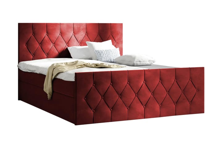 Sängpaket Kontinentalsäng Kanwer 140x200 cm med Förvaring - Röd - Möbler - Säng - Komplett sängpaket