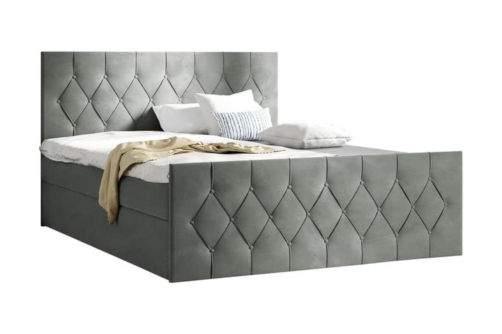 Sängpaket Kontinentalsäng Kanwer 180x200 cm med Förvaring - Grå - Möbler - Säng - Komplett sängpaket