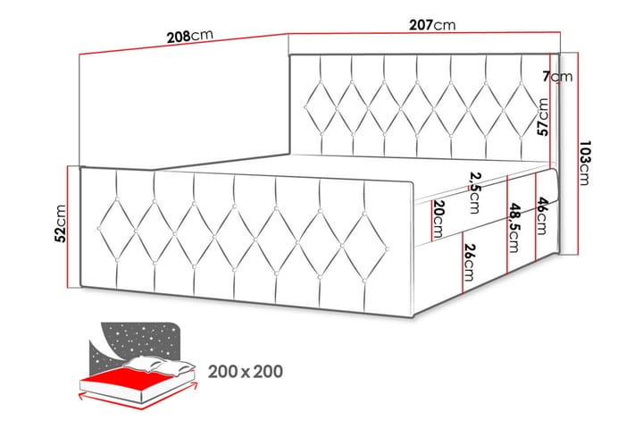 Sängpaket Kontinentalsäng Kanwer 200x200 cm med Förvaring - Brun - Möbler - Säng - Komplett sängpaket
