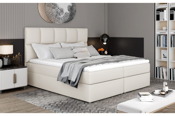 Sängpaket Loutraki 140x200 cm - Läder/Beige - Möbler - Säng - Komplett sängpaket