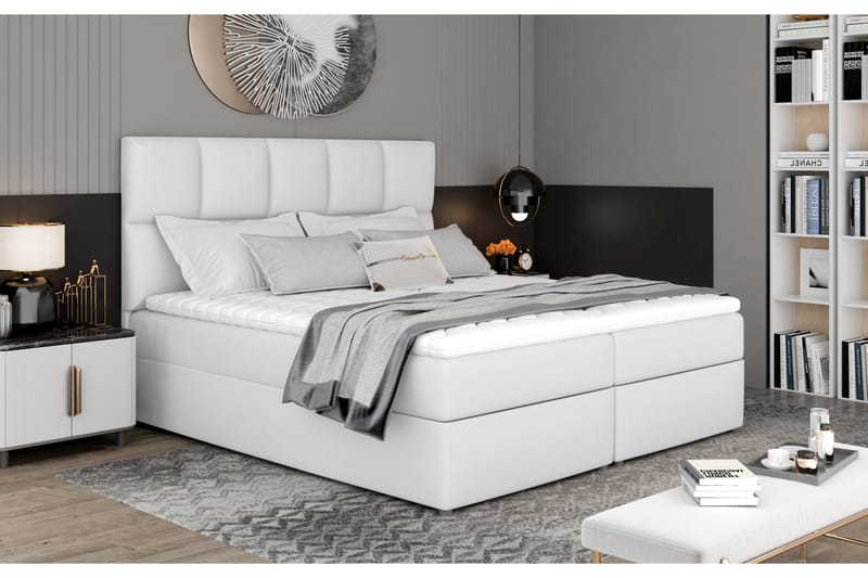 Sängpaket Loutraki 140x200 cm - Läder/Vit - Möbler - Säng - Komplett sängpaket