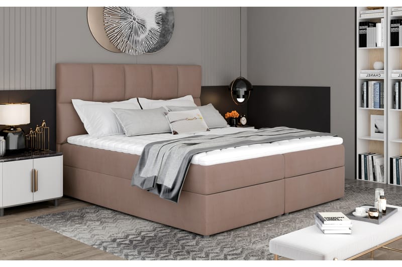 Sängpaket Loutraki 140x200 cm - Ljusbrun - Möbler - Säng - Komplett sängpaket