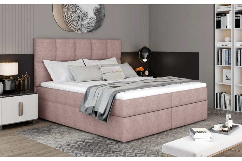 Sängpaket Loutraki 140x200 cm - Ljusrosa - Möbler - Säng - Komplett sängpaket