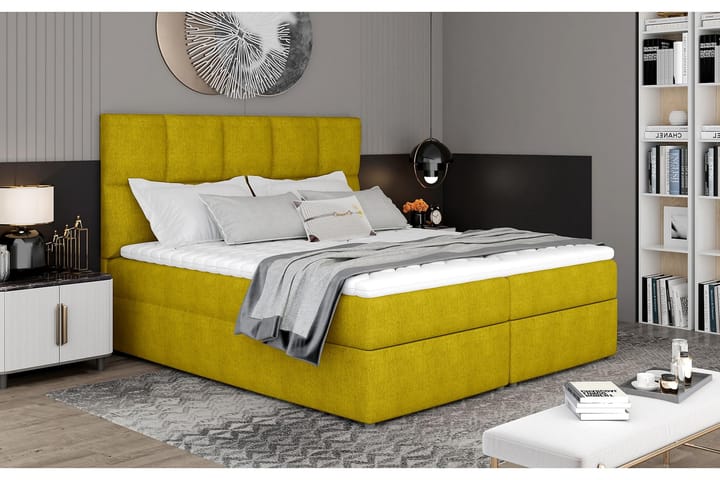 Sängpaket Loutraki 160x200 cm - Gul - Möbler - Säng - Komplett sängpaket