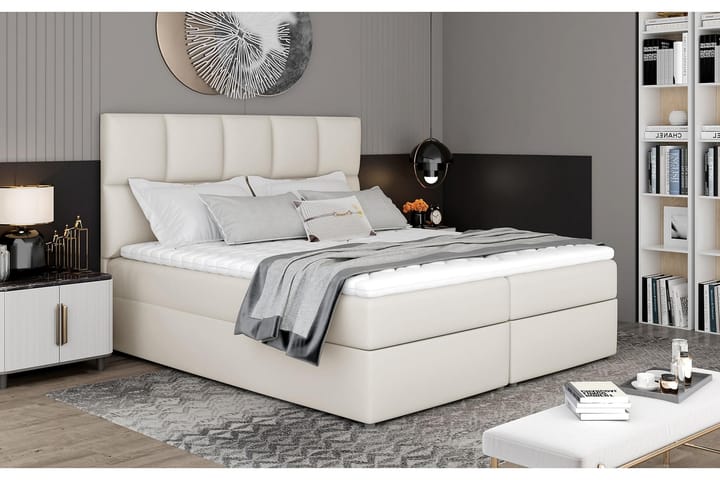 Sängpaket Loutraki 180x200 cm - Läder/Beige - Möbler - Säng - Komplett sängpaket