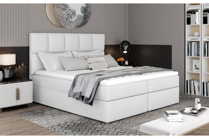 Sängpaket Loutraki 180x200 cm - Läder/Vit - Möbler - Säng - Komplett sängpaket