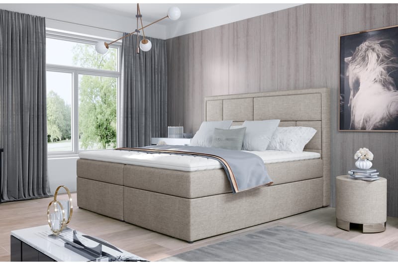 Sängpaket Varrains 140x200 cm - Beige - Möbler - Säng - Komplett sängpaket