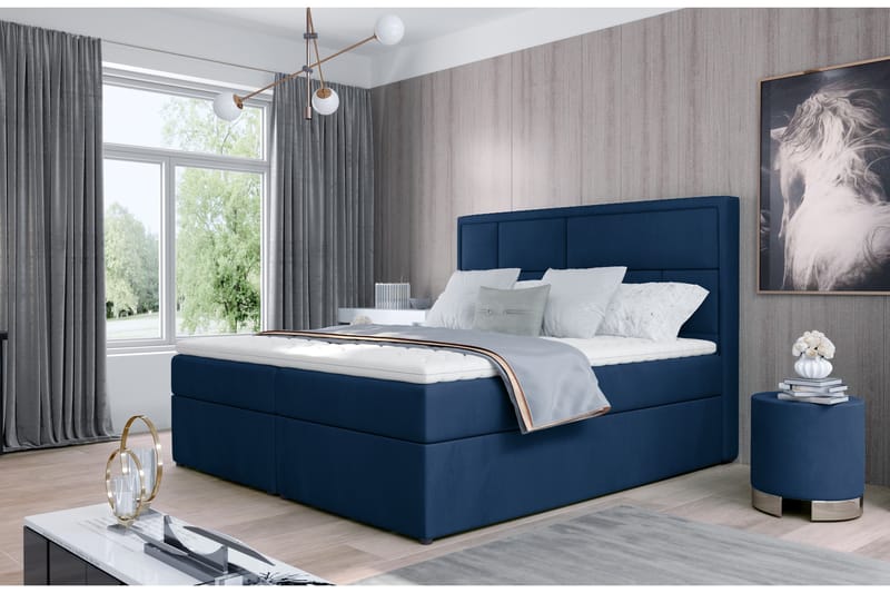 Sängpaket Varrains 140x200 cm - Blå - Möbler - Säng - Komplett sängpaket