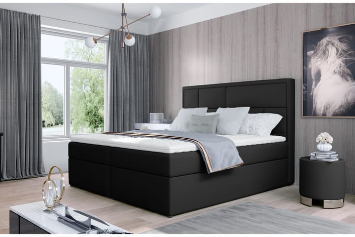 Sängpaket Varrains 140x200 cm - Läder/Svart - Möbler - Säng - Komplett sängpaket