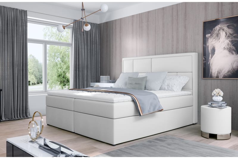 Sängpaket Varrains 140x200 cm - Läder/Vit - Möbler - Säng - Komplett sängpaket