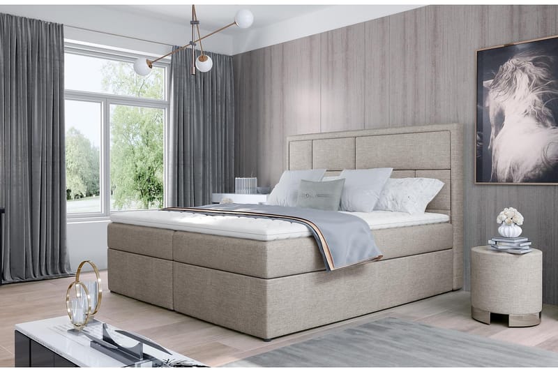 Sängpaket Varrains 160x200 cm - Beige - Möbler - Säng - Komplett sängpaket