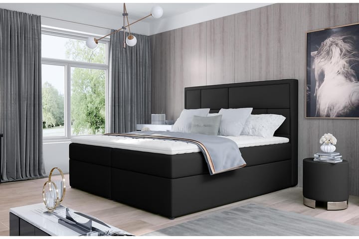 Sängpaket Varrains 160x200 cm - Läder/Svart - Möbler - Säng - Komplett sängpaket
