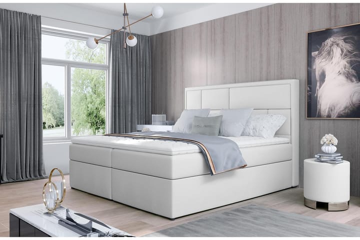 Sängpaket Varrains 160x200 cm - Läder/Vit - Möbler - Säng - Komplett sängpaket