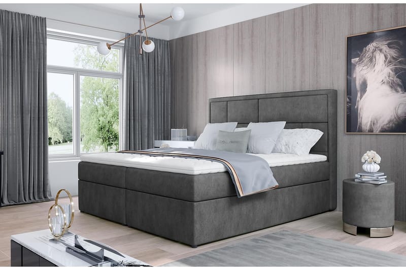 Sängpaket Varrains 180x200 cm - Grå - Möbler - Säng - Komplett sängpaket