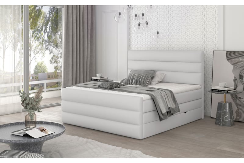 Sängpaket Veillais 140x200 cm - Läder/Vit - Möbler - Säng - Komplett sängpaket