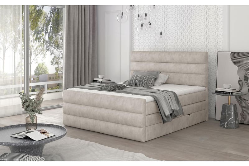 Sängpaket Veillais 160x200 cm - Beige - Möbler - Säng - Komplett sängpaket