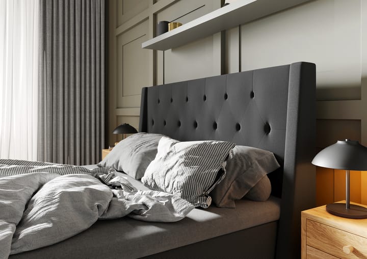 Komplett Sängpaket Langham 160x200 cm Grå - Grå|Svart - Möbler - Säng - Kontinentalsäng