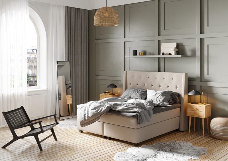 Komplett Sängpaket Langham Beige - 210x210 cm - Möbler - Säng - Kontinentalsäng
