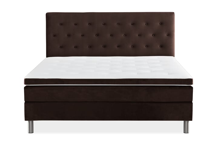 Komplett Sängpaket Rebeca 160x200 cm Knapp Gavel - Brun|Sammet - Möbler - Säng - Kontinentalsäng