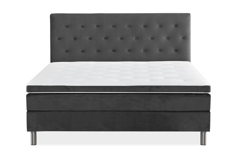 Komplett Sängpaket Rebeca 160x200 cm Knapp Gavel - Mörkgrå|Sammet - Möbler - Säng - Kontinentalsäng