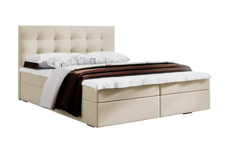 Komplett Sängpaket Selmes 140x200 Rutmönstrad Gavel - Vit - Möbler - Säng - Säng med förvaring