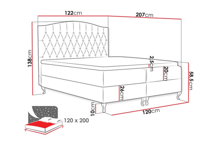 Kontinentalsäng 120x200 - Möbler - Sängar - Kontinentalsängar