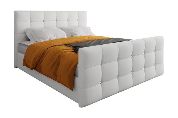 Kontinentalsäng Cisy 140x200 cm med Sänggavel - Vit - Möbler - Säng - Kontinentalsäng