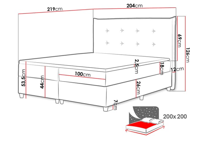 Kontinentalsäng Jaso 200x200 cm - Möbler - Säng - Kontinentalsäng