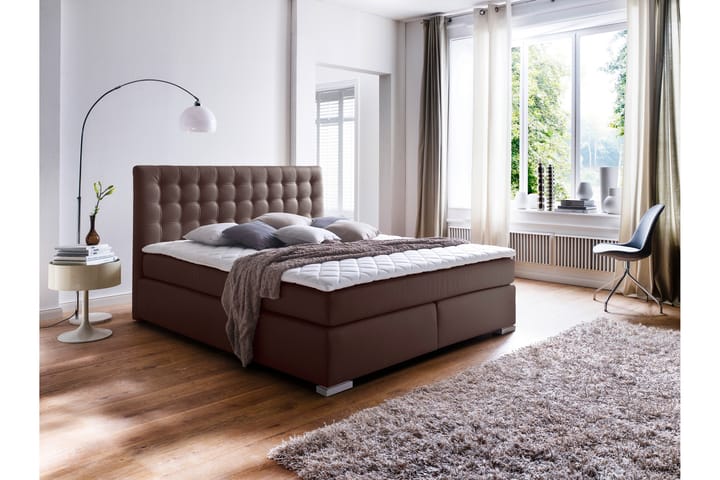 Sängpaket Griante Kontinentalsäng 160x200 cm - Brun/Krom - Möbler - Säng - Kontinentalsäng