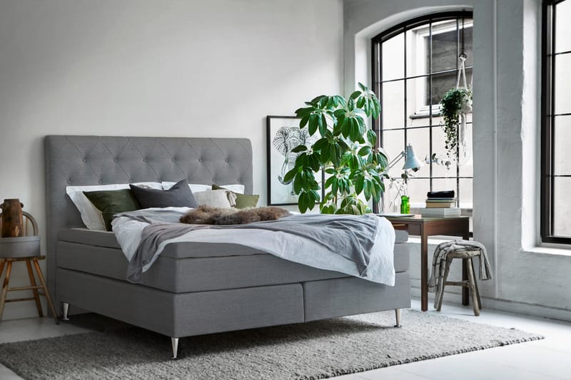 Sängpaket Lomben 180x200 cm - Ljusgrå - Möbler - Säng - Kontinentalsäng