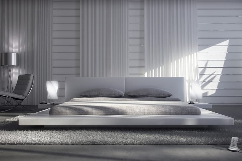 Säng Bjella LED-belysning 180x200 cm - Vit - Möbler - Säng - Ramsäng & resårbotten