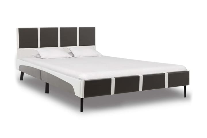 Säng med madrass grå och vit konstläder 140x200 cm - Grå - Möbler - Säng - Ramsäng & resårbotten