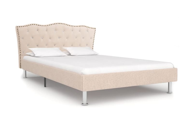 Säng med memoryskummadrass beige tyg 120x200 cm - Beige - Möbler - Säng - Sängram & sängstomme