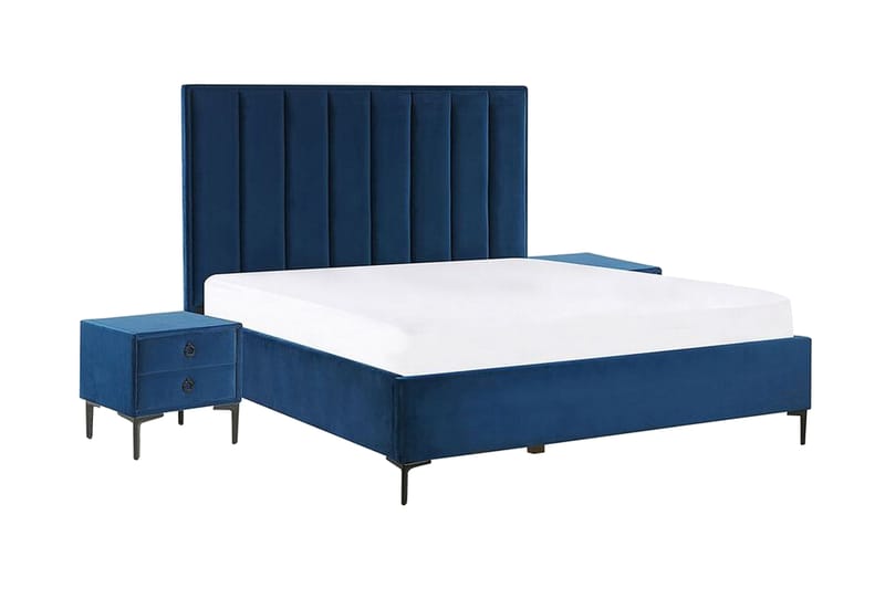 Sovrumsset dubbelsäng 140x200 cm marinblå SEZANNE - Blå - Möbler - Säng - Komplett sängpaket