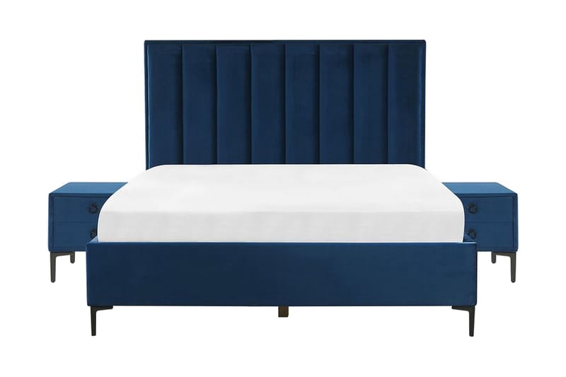Sovrumsset dubbelsäng 160x200 cm marinblå SEZANNE - Blå - Möbler - Säng - Komplett sängpaket